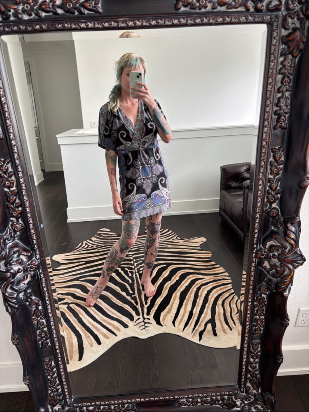 Y2K Women's Black Paisley Pull On Dress